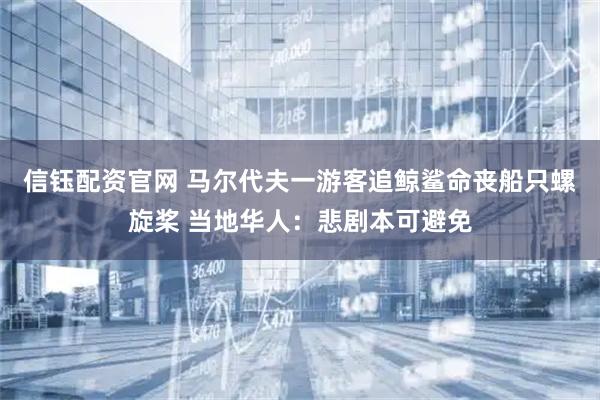 信钰配资官网 马尔代夫一游客追鲸鲨命丧船只螺旋桨 当地华人：悲剧本可避免
