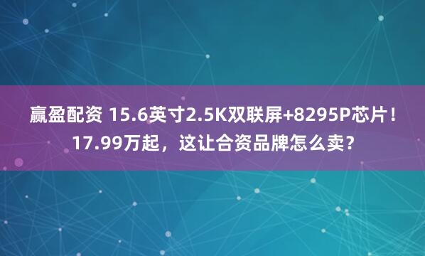 赢盈配资 15.6英寸2.5K双联屏+8295P芯片！17.99万起，这让合资品牌怎么卖？